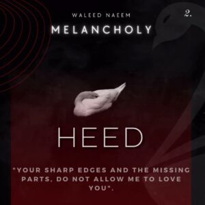 Heed, "Your sharp edges and the missing parts, do not allow me to love you" Download - Album Melancholy - by Waleed Naeem